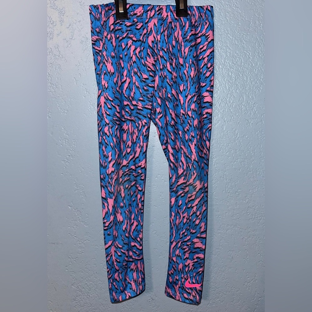 Nike Girls Blue and Pink Patterned Leggings